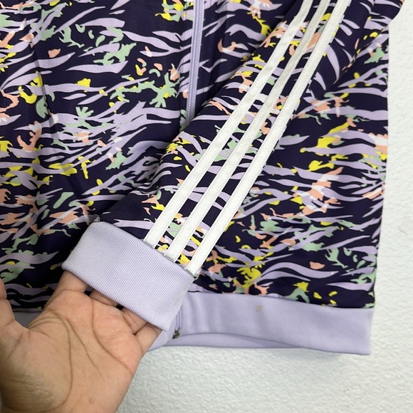 Adidas Youth Girls Size XLarge Purple Colorful Swirls Full Zip Up Track Jacket - Picture 2 of 11